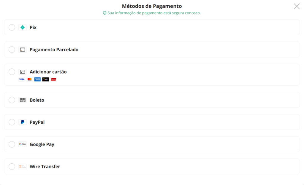 Métodos de Pagamento do AliExpress