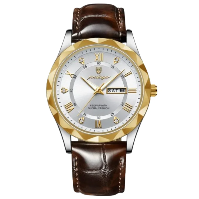 POEDAGAR 615 Relógio com Pulseira de Couro